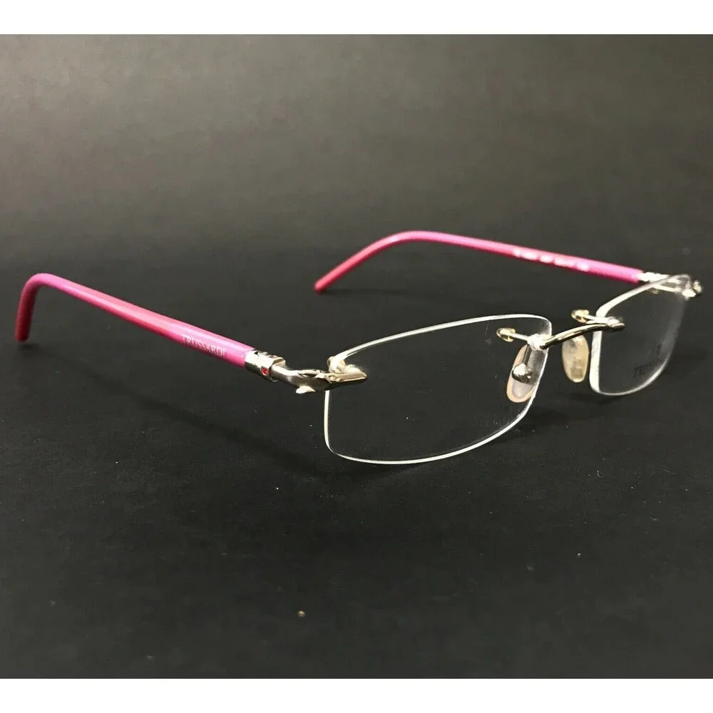 Trussardi Eyeglasses Frames TE 10831 A97 Pink Silver Rectangular 52-17-130